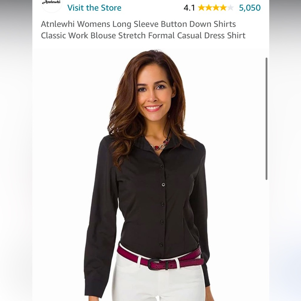 Atnlewhi Womens Long Sleeve Button Down Shirts Classic Work Blouse